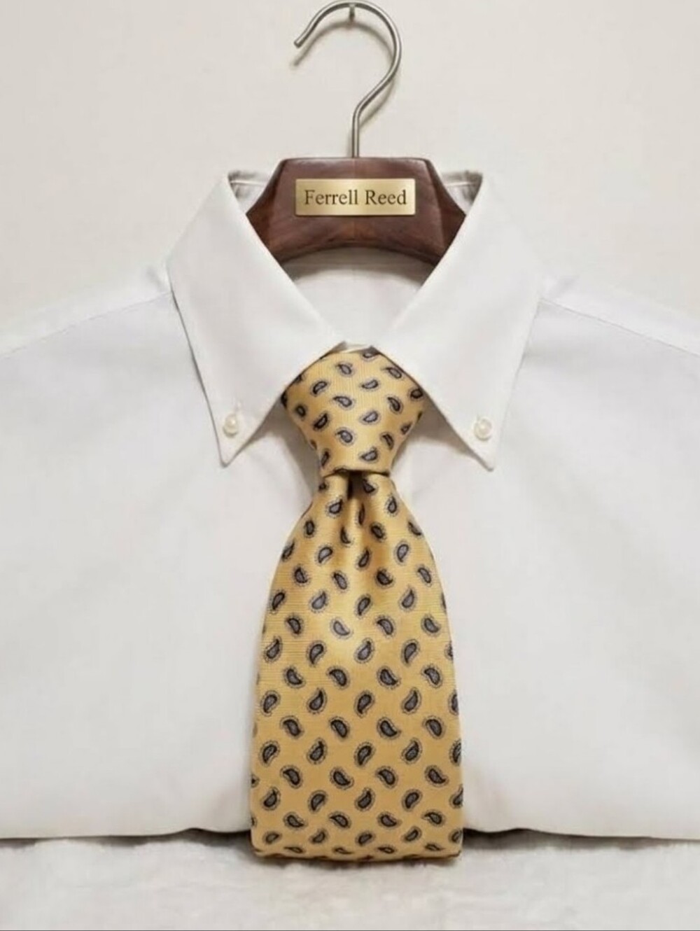 Vintage Ferrell Reed Men's 100% Silk Paisley Necktie – Gold & Navy Hand Made USA